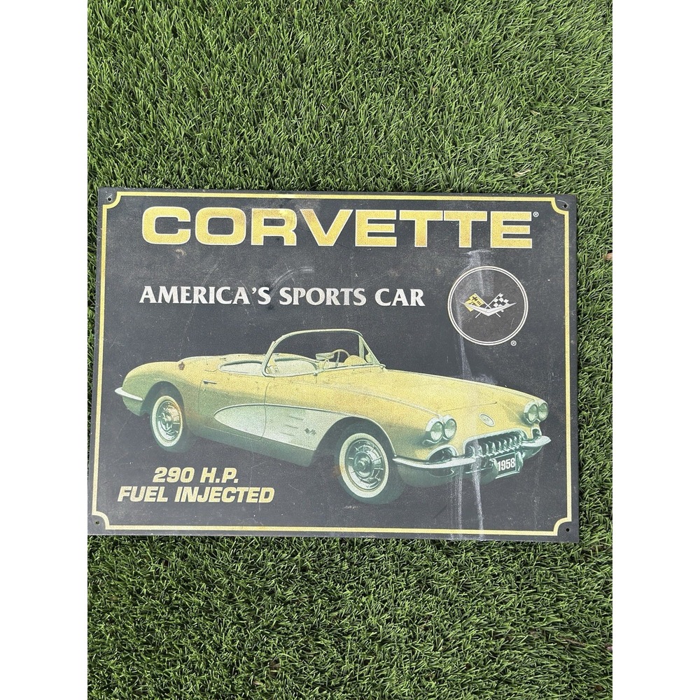 Chevrolet Corvette America's Sports Car 1958 Embossed Metal Sign Made in USA